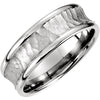 14k White Gold 7.5mm Fancy Carved Comfort-Fit Wedding Band for Men, Size 11.5