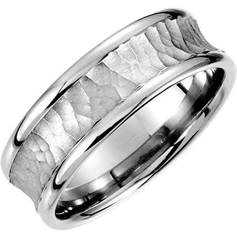 14k White Gold 7.5mm Fancy Carved Band Size 9.5