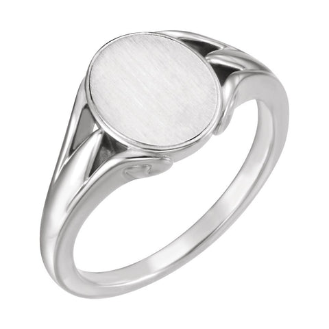 14k White Gold Signet Ring , Size 11