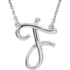 Sterling Silver "F" Script Initial 16" Necklace