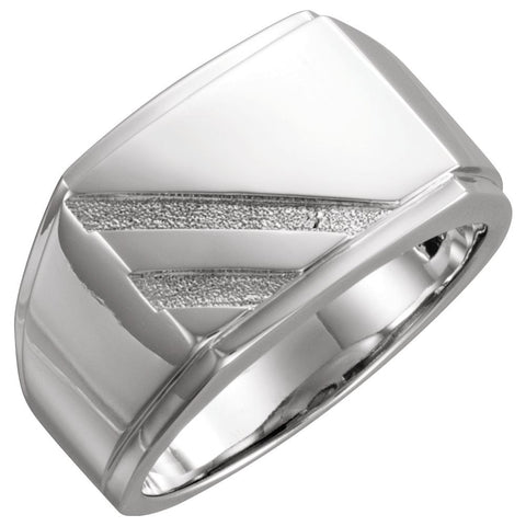 14k White Gold Men's Signet Ring, Size 10