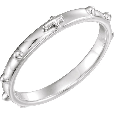 14k White Gold Rosary Ring Size 7