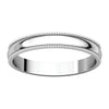 10k White Gold 3mm Light Milgrain Band, Size 7