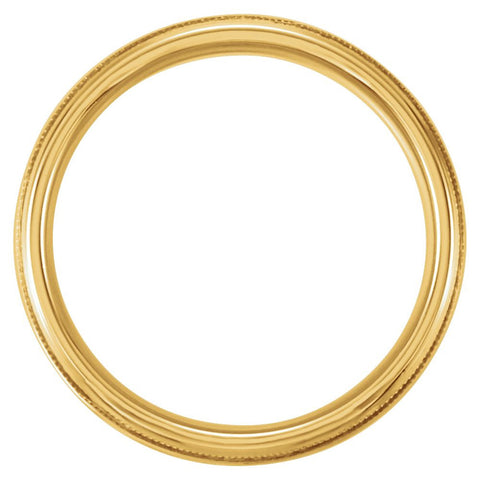 14k Yellow Gold 5mm Half Round Comfort Fit Milgrain Band Size 9