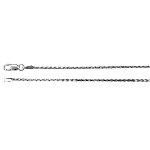 14k White Gold 1.5mm Diamond Cut Wheat 18" Chain