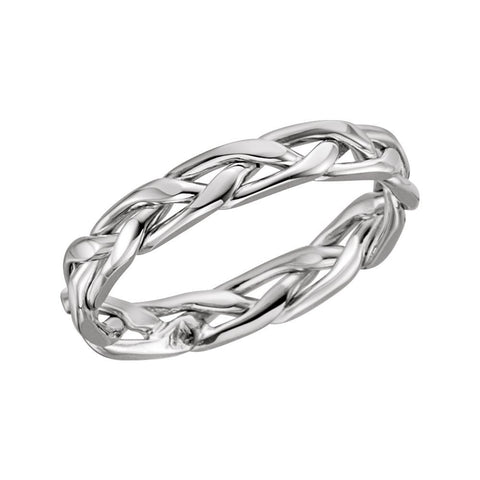 14k White Gold 3.75mm Hand Woven Band Size 9