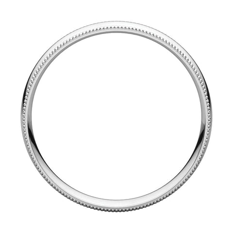 14k White Gold 4mm Light Comfort Fit Milgrain Band , Size 7.5