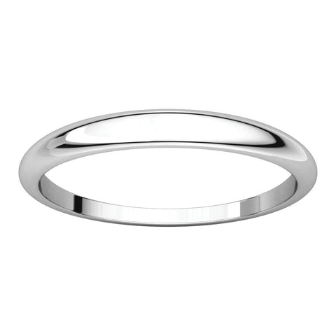 10k White Gold 2.5mm Half Round Tapered Band, Size 5.5