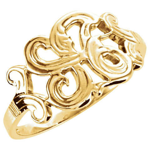 14k Yellow Gold Initial Rings, Size 6