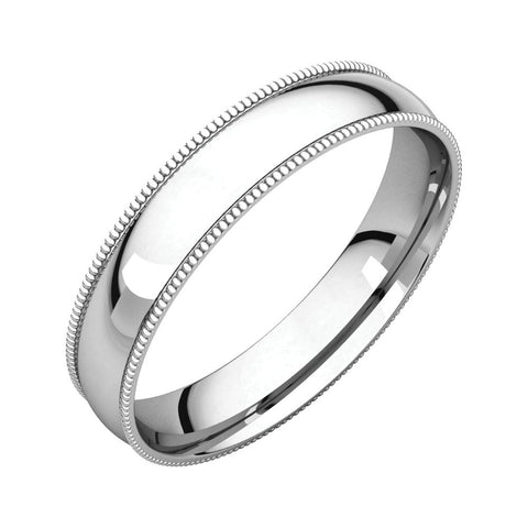 14k White Gold 4mm Light Comfort Fit Milgrain Band , Size 7.5