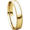 14k Yellow Gold 4mm Light Comfort Fit Milgrain Band , Size 7.5