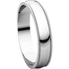 10k White Gold 4mm Light Milgrain Band, Size 14.5