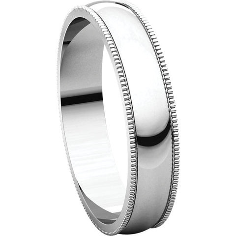 10k White Gold 4mm Light Milgrain Band, Size 8