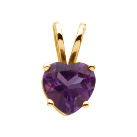 14k Yellow Gold 6mm Amethyst Heart Pendant