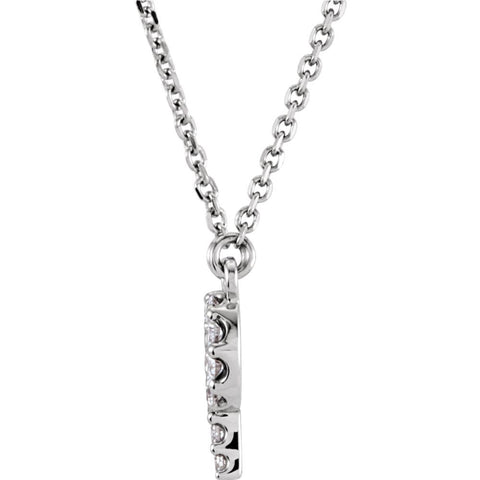 14k White Gold Letter "P" 1/8 CTW Diamond 16" Necklace