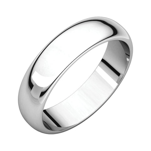 10k White Gold 5mm Half Round Band, Size 10