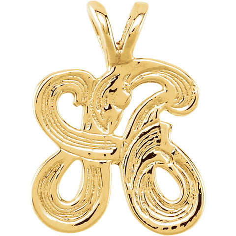 14k Yellow Gold "A" Medium Initial Pendant