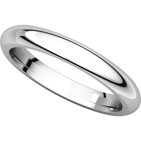 10k White Gold 3mm Comfort Fit Band, Size 7