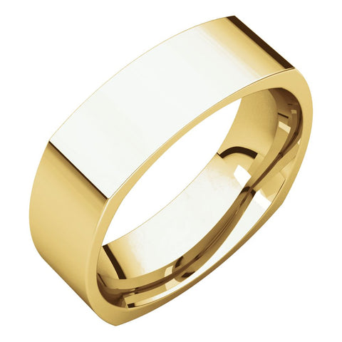 14k Yellow Gold 6mm Square Comfort Fit Band, Size 7