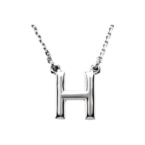 Sterling Silver Letter "H" Block Initial 16" Necklace