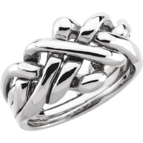 14k White Gold Ladies Puzzle Ring Size 6.75