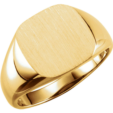 14k Yellow Gold 11mm Square Signet Ring, Size 6