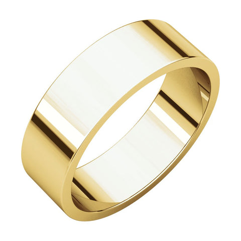 14k Yellow Gold 6mm Flat Band, Size 4