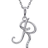 0.03 CTW Diamond 18 Inch Necklace with initial 'R' in Sterling Silver