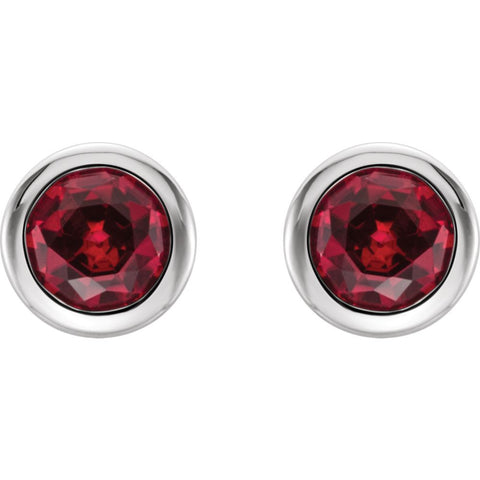 Sterling Silver Imitation Ruby Earrings