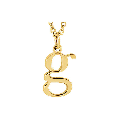 14k Yellow Gold "g" Lowercase Initial 16" Necklace