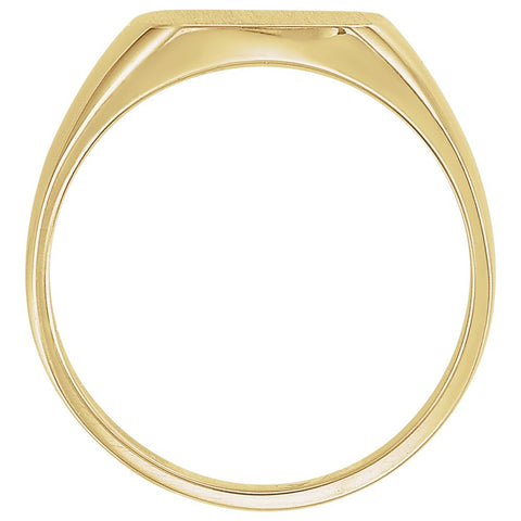 14k Yellow Gold 12mm Men's Solid Signet Ring , Size 11