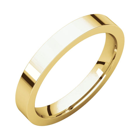 14k Yellow Gold 3mm Flat Comfort Fit Band, Size 8.5