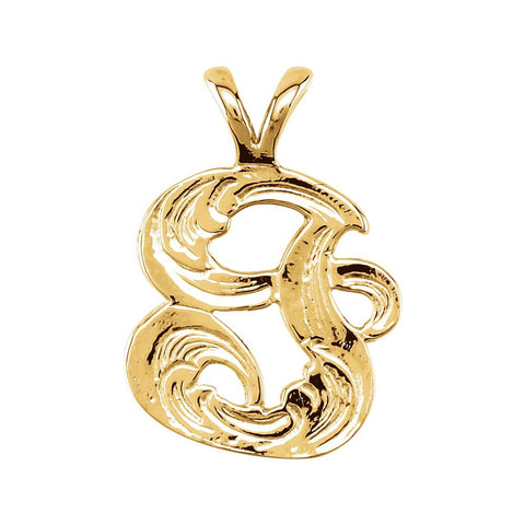 14k Yellow Gold "I" Medium Initial Pendant