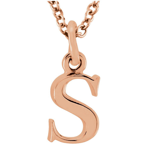 14k Rose Gold "s" Lowercase Initial 16" Necklace