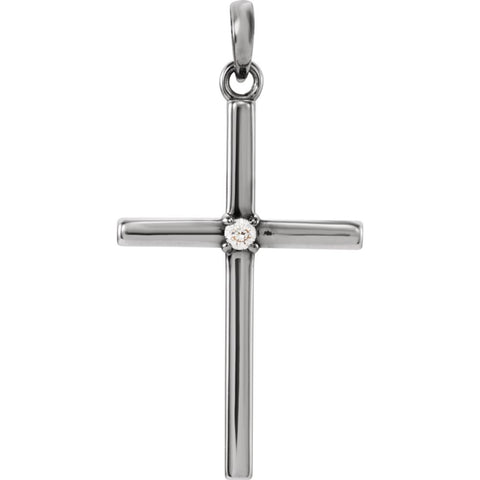 14k White Gold 26.5x13.75mm .02 CTW Diamond Cross Pendant