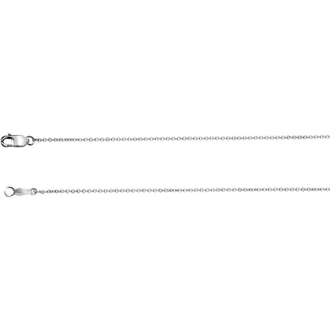 14k White Gold 1mm Solid Cable 18" Chain