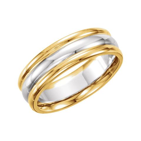 14K Yellow & White 6mm Comfort-Fit Band Size 6