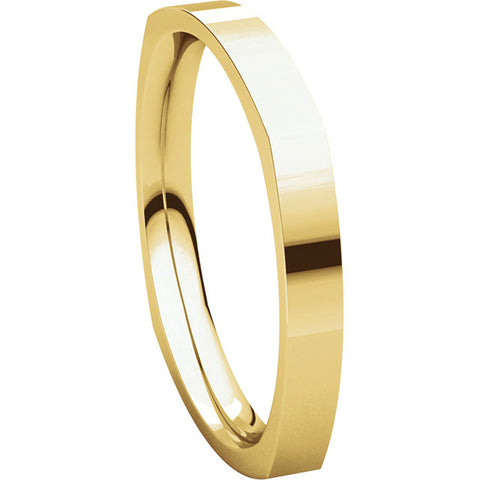 14k Yellow Gold 2.5mm Square Comfort Fit Band, Size 7