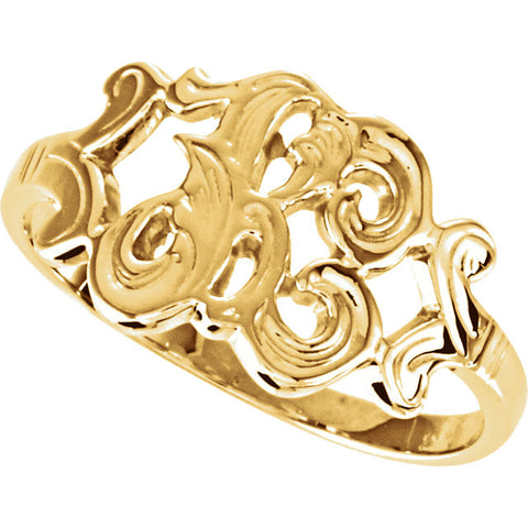 14k Yellow Gold Initial Rings, Size 6