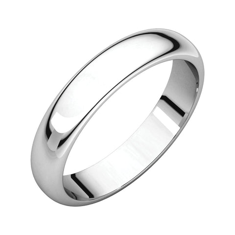 10k White Gold 4mm Half Round Band, Size 11.5