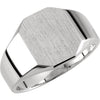 11.00X09.00 mm Octagon Signet Ring in 14k White Gold ( Size 6 )