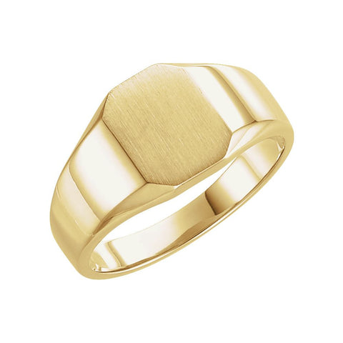 14k Yellow Gold 7x9mm Octagon Signet Ring , Size 6