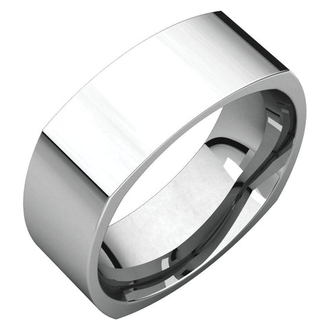 14k White Gold 7mm Square Comfort Fit Band, Size 11