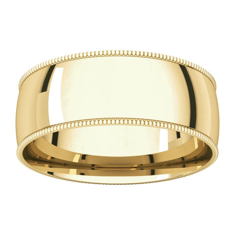 10k Yellow Gold 7mm Light Comfort Fit Milgrain Band , Size 11.5