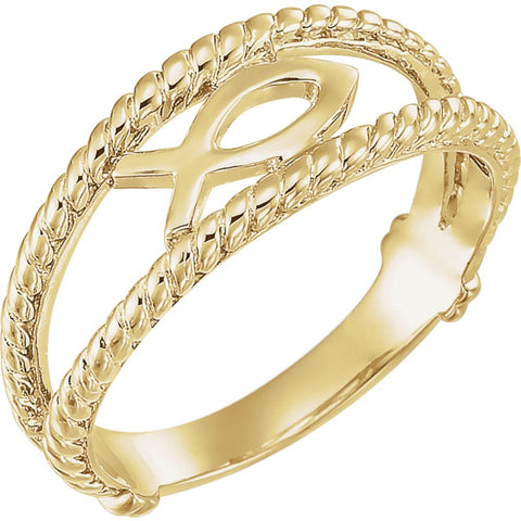 10k Yellow Gold Ichthus (Fish) Chastity Ring, Size 5