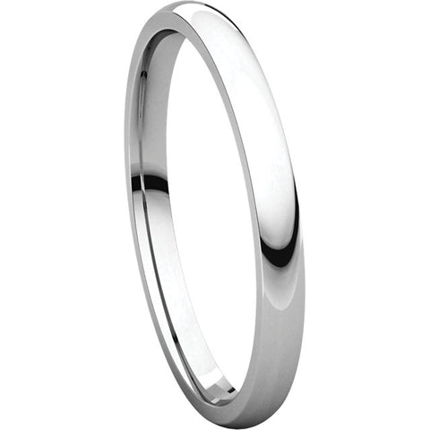 10k White Gold 2mm Light Comfort Fit Band, Size 6