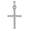 14K White Gold 18.7X9.4mm Beaded Cross Pendant