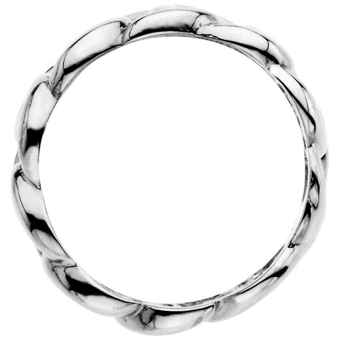 14k White Gold 9.5mm Link Design Band, Size 7