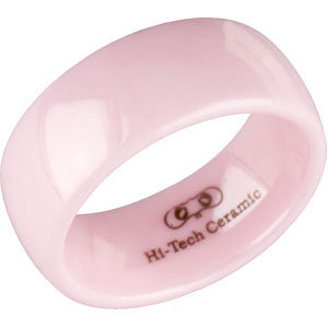 Pink Ceramic 8mm Domed Band Size 4