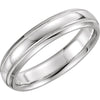 14k White Gold 5mm Half Round Comfort-Fit Milgrain Wedding Band for Men, Size 10